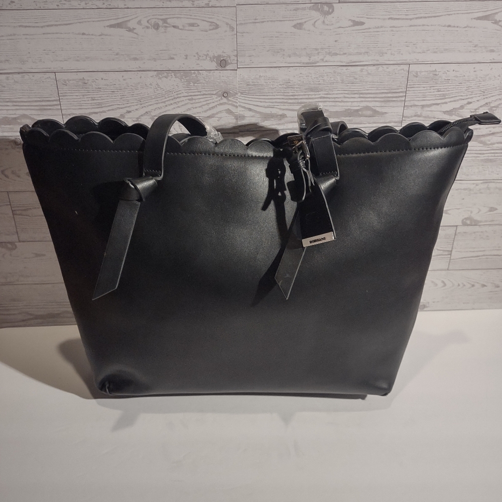 Borsani Harlow Black Scallop Edge Tote Bag New